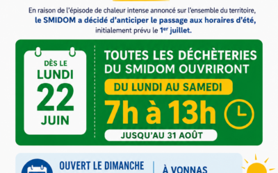 PASSAGE AUX HORAIRES D’ÉTÉ ANTICIPÉ – SMIDOM